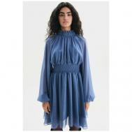 Платье , повседневное, классическое, свободный силуэт, мини, подкладка, размер 46/48, голубой TOPTOP