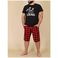 Пижама , футболка, шорты, карманы, размер 116, красный, серый LIDЭКО