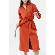 Платье-рубашка , свободный силуэт, до колена, размер xs-s, оранжевый ALMO