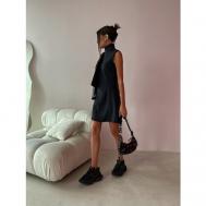 Платье-водолазка шифон, трапециевидный силуэт, мини, размер 42, черный DARK LOVE