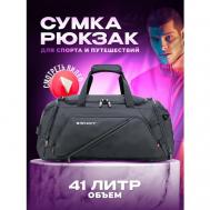 Сумка спортивная сумка-рюкзак , 45 л, 26х28х57 см, ручная кладь, черный Swicky