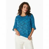 Блуза  , повседневный стиль, укороченный рукав, размер 46, голубой Тамбовчанка