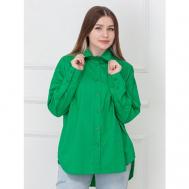 Рубашка , классический стиль, оверсайз, длинный рукав, без карманов, однотонная, размер оверсайз (42-48), зеленый Saryshka
