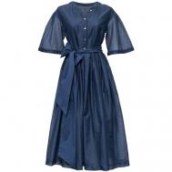Платье свободный силуэт, миди, размер 42, синий Shade