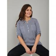 Блуза  , повседневный стиль, полуприлегающий силуэт, короткий рукав, размер 48, синий, белый Алтекс