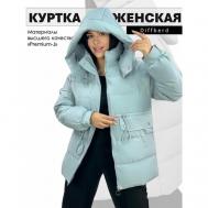 куртка  зимняя, средней длины, силуэт полуприлегающий, карманы, размер 42, голубой Diffberd