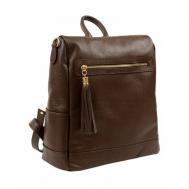 Рюкзак , натуральная кожа, вмещает А4, коричневый Sefaro