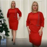 Платье-футляр креп, полуприлегающее, до колена, размер 50, красный Нет бренда