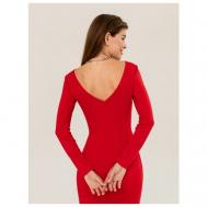 Платье-футляр , вискоза, прилегающее, миди, размер 48, красный Viaville
