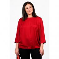 Блуза  , повседневный стиль, свободный силуэт, укороченный рукав, однотонная, размер 62, красный Svesta