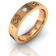 Кольцо обручальное  1000047724 красное золото, 585 проба, бриллиант, размер 16.5 Oriental