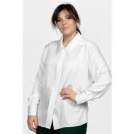 Блуза  , классический стиль, прямой силуэт, длинный рукав, манжеты, размер 52, белый Svesta