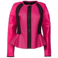 Кожаная куртка  , средней длины, размер 44, розовый SUSSEX