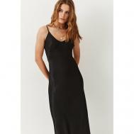 Платье-комбинация , вискоза, в бельевом стиле, полуприлегающее, миди, размер 44, черный TO BE ONE