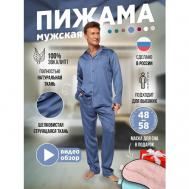 Пижама , карманы, размер 58, голубой Малиновые сны