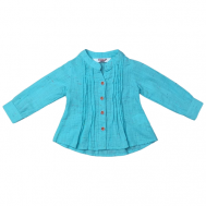 Рубашка ,  для девочек, хлопок, на пуговицах, длинный рукав, размер 68, голубой TIMO