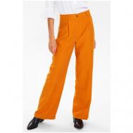 Брюки слаксы  , свободный силуэт, повседневный стиль, карманы, размер XL, оранжевый NUMPH