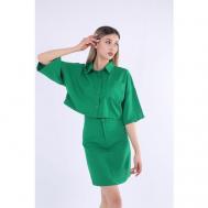 Костюм, жакет и юбка, повседневный стиль, полуприлегающий силуэт, карманы, стрейч, размер 40-42 RU - (S), зеленый Не определен