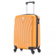Умный чемодан , пластик, ABS-пластик, рифленая поверхность, водонепроницаемый, износостойкий, 45 л, размер S+, оранжевый Lacase