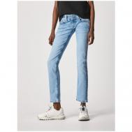 Джинсы  , прямые, заниженная посадка, стрейч, размер 31/32, голубой Pepe Jeans
