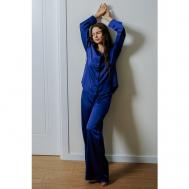 Пижама , рубашка, длинный рукав, размер 46, синий 5 Senses