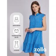 Платье-рубашка , вискоза, повседневное, мини, размер M, голубой ZOLLA