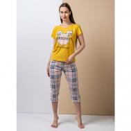 Пижама , размер 48, желтый TAJSHOP
