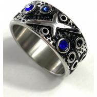 Кольцо , кристалл, искусственный камень, размер 22, серебряный, синий Florento