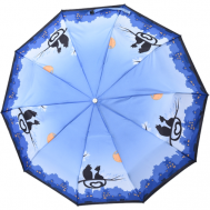 Зонт , полуавтомат, 3 сложения, купол 110 см., 10 спиц, система «антиветер», чехол в комплекте, для женщин, голубой, синий Zest