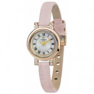 Наручные часы  женские, кварцевые, корпус золото, 585 проба, фианит, розовый Ника