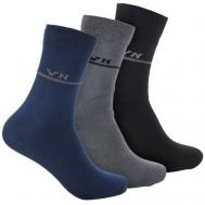 Мужские носки , 3 пары, классические, размер 41-47, синий, серый Весёлый носочник