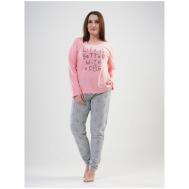 Пижама , брюки, длинный рукав, карманы, размер 54, розовый VIENETTA