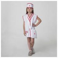 Карнавальный костюм "Медсестра", халат, сумка, повязка на голову, рост 110-122 см, 4-6 лет Сима-ленд
