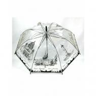 Зонт-трость полуавтомат, купол 101 см., 8 спиц, прозрачный, черный Nobrand