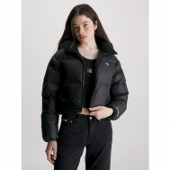 куртка   демисезонная, силуэт прямой, водонепроницаемая, карманы, утепленная, без капюшона, размер 48, черный Calvin Klein