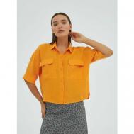 Блуза  , повседневный стиль, свободный силуэт, короткий рукав, однотонная, размер XS, оранжевый Velocity