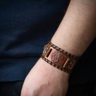 Плетеный браслет , кожа, 1 шт., размер one size, коричневый Saffa