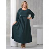 Платье в классическом стиле, свободный силуэт, макси, карманы, размер 62, зеленый Райский Лотос
