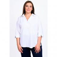 Блуза  , повседневный стиль, прямой силуэт, укороченный рукав, без карманов, однотонная, размер 52, белый Svesta
