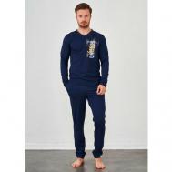 Пижама , брюки, лонгслив, размер 52, синий Relax Mode