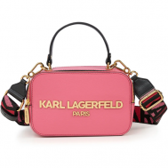 Сумка  сэтчел  повседневная, натуральная кожа, внутренний карман, регулируемый ремень, розовый Karl Lagerfeld