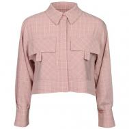 Рубашка  , повседневный стиль, трапеция силуэт, длинный рукав, в клетку, размер 106, розовый Mila Bezgerts