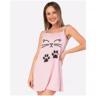 Сорочка  средней длины, без рукава, размер 44, розовый HappyFox