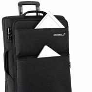 Умный чемодан  Dis4emM/black, пластик, текстиль, алюминий, водонепроницаемый, ребра жесткости, 80 л, размер M, черный DISONBOLO