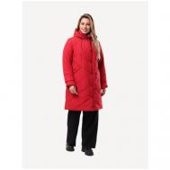 куртка   Todella, демисезон/зима, удлиненная, силуэт трапеция, стеганая, капюшон, карманы, размер 38, красный Maritta