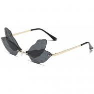 Солнцезащитные очки , стрекоза, оправа: металл, с защитой от УФ, для женщин, золотой Ша Айци