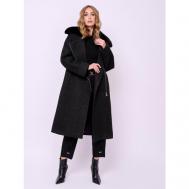 Пальто  , демисезон/зима, силуэт прямой, удлиненное, размер 46, черный Franco Vello