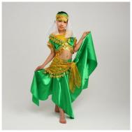 Карнавальный костюм Восточный "Азиза в юбке"зелено-желтый, блузка, юбка, косынка, повязка, р-р40, Страна Карнавалия