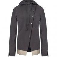 куртка  , средней длины, силуэт прямой, капюшон, трикотажная, размер 40, серый Ilaria Nistri