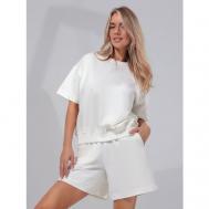 Костюм , футболка и шорты, повседневный стиль, свободный силуэт, размер 50-52 (XL), белый Vitacci